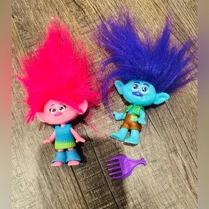 DreamWorks Trolls Poppy & Branch Dolls w/ Hair Comb – Mini Figures